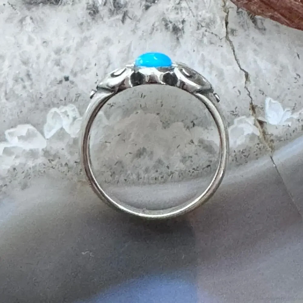 Carolyn Pollack Sterling Marquise Carved Turquoise Decorated Ring For Women - Picture 8 of 10
